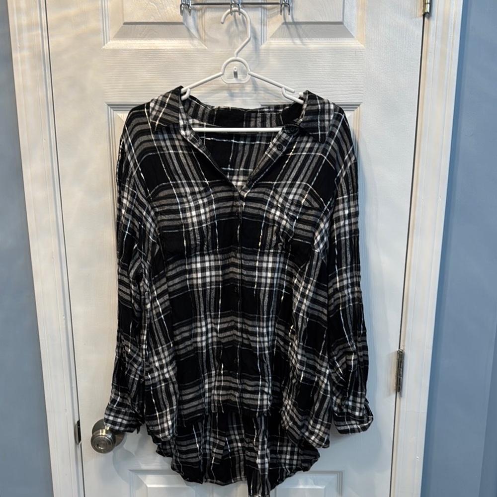 Lane Bryant Plaid Black and White Women's Top